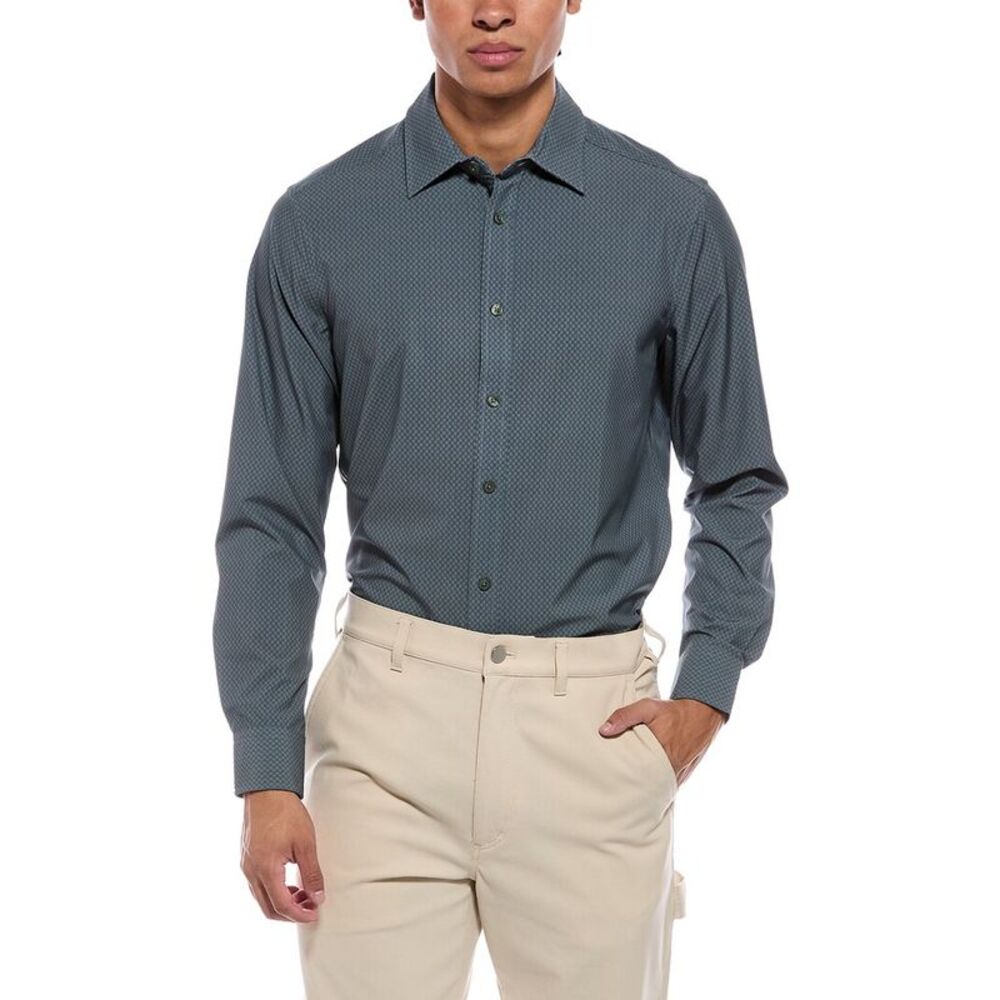 Report Collection Mens 4-Way Printed Woven Sport Shirt, Green